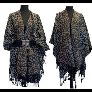 CEJON Leopard cheetah animal print shawl poncho